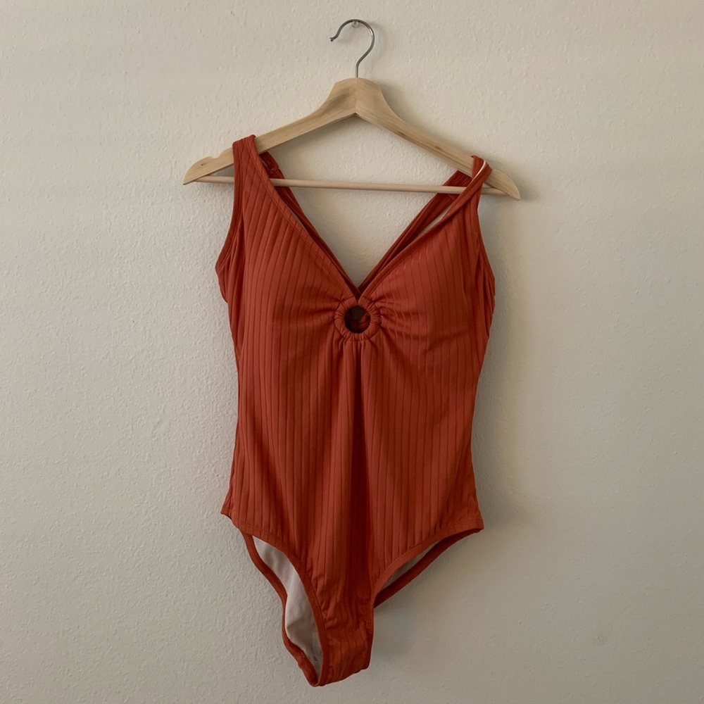 One Piece, Burnt Orange, Open Back Swim Suit